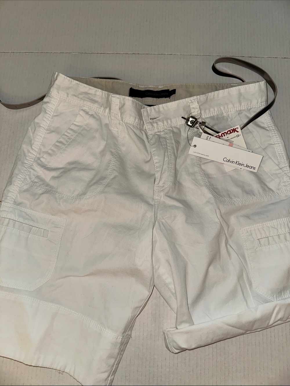 Calvin Klein Jeans White Women's Cargo Shorts with Pocket Details